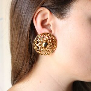 VINTAGE gold round link earrings